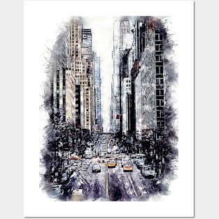 New York City Streets Travel Poster Series watercolor ink edition 01 Posters and Art